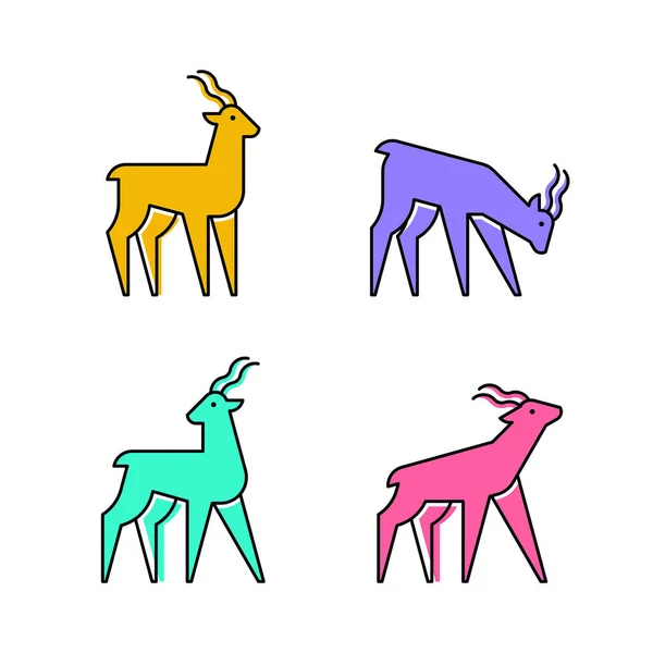 Set Kudu Logo Kudu Icona Design Elementi Del Modello — Vettoriale Stock