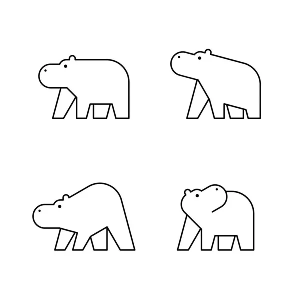 Set Von Nilpferd Nilpferd Logo Symboldesign Vorlagenelemente — Stockvektor