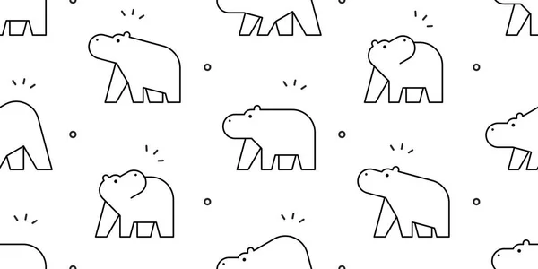 Modèle Sans Couture Avec Hippos Isolé Sur Fond Blanc — Image vectorielle