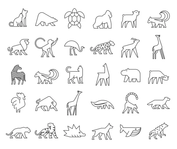 Állatok Logók Gyűjtése Állat Embléma Meg Elszigetelt Fehér Alapon — Stock Vector