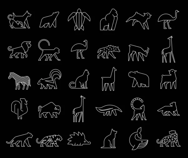 Coleção Logotipos Animais Logotipo Animal Definido Isolado Fundo Preto —  Vetores de Stock