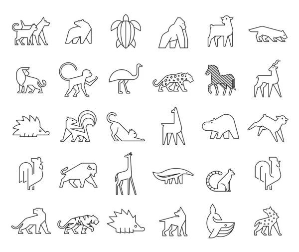 Coleção Logotipos Animais Logotipo Animal Definido Isolado Fundo Branco —  Vetores de Stock