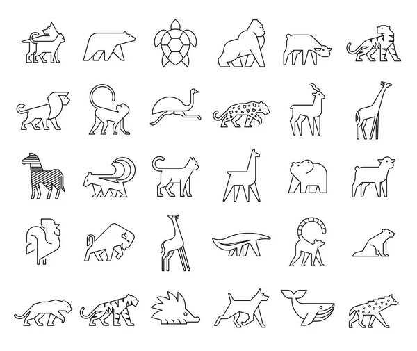 Animals Logos Collection Animal Logo Set Isolated White Background — Stock Vector