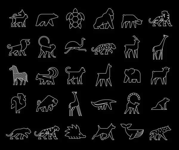 Állatok Logók Gyűjtése Állat Embléma Meg Fekete Háttér Előtt Izolált — Stock Vector