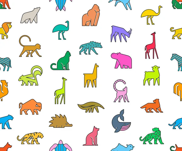 Bezešvé Vzory Logy Animals Zvířecí Logo Nastaveno Izolováno Bílém Pozadí — Stockový vektor