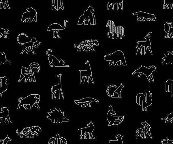 Nahtloses Muster Mit Animals Logos Animal Logo Set Vorhanden Isoliert — Stockvektor