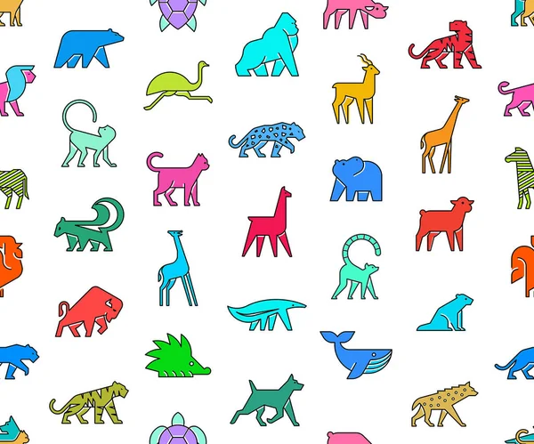 Bezešvé Vzory Logy Animals Zvířecí Logo Nastaveno Izolováno Bílém Pozadí — Stockový vektor
