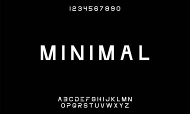 En düşük yazı tipi. Minimum alfabe. Typography tasarımları a 'yı z' ye ayarladı. Vektör illüstrasyonu