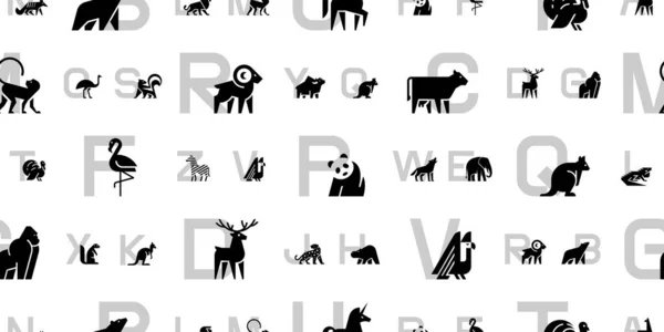 Patrón Alfabeto Con Animales Cartel Para Habitación Los Niños Con — Archivo Imágenes Vectoriales