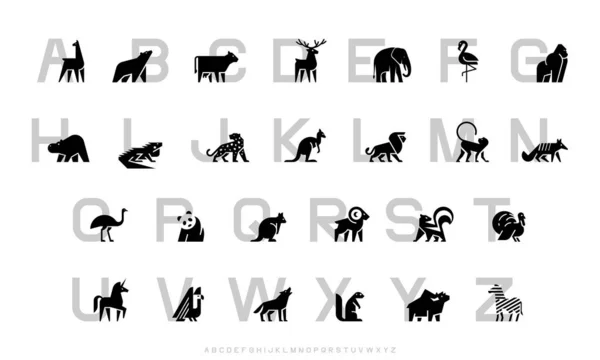Alfabeto Con Animales Cartel Para Habitación Los Niños Con Animales — Archivo Imágenes Vectoriales
