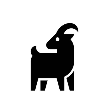 Keçi logosu. Simge tasarımı. Şablon öğeleri