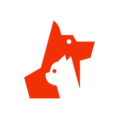 Köpek ve kedi logosu. Simge tasarımı. Şablon öğeleri