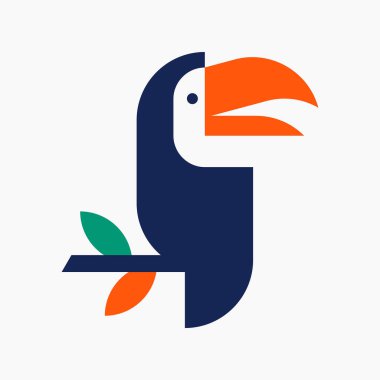 Toucan Logosu. Simge tasarımı. Şablon ögeleri