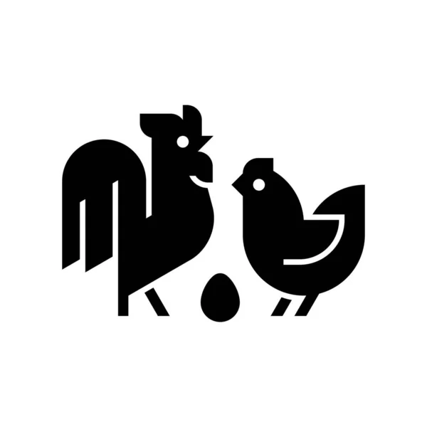 Lantbruksdjurs Logotyp Tupp Och Kyckling Ikondesign Mall För Element — Stock vektor