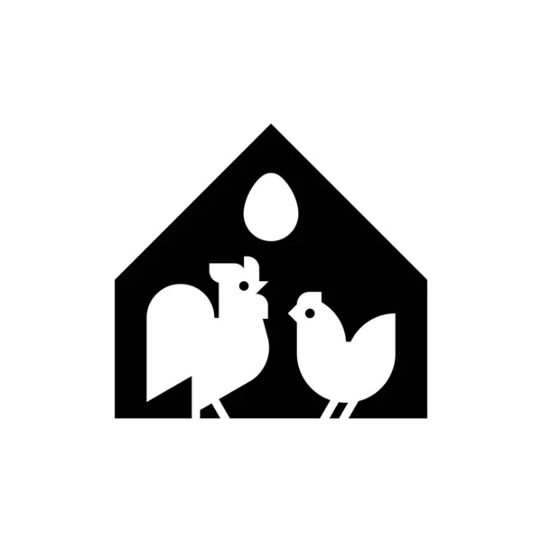 Das Logo Der Nutztiere Sind Hahn Und Huhn Symboldesign Vorlagenelemente — Stockvektor