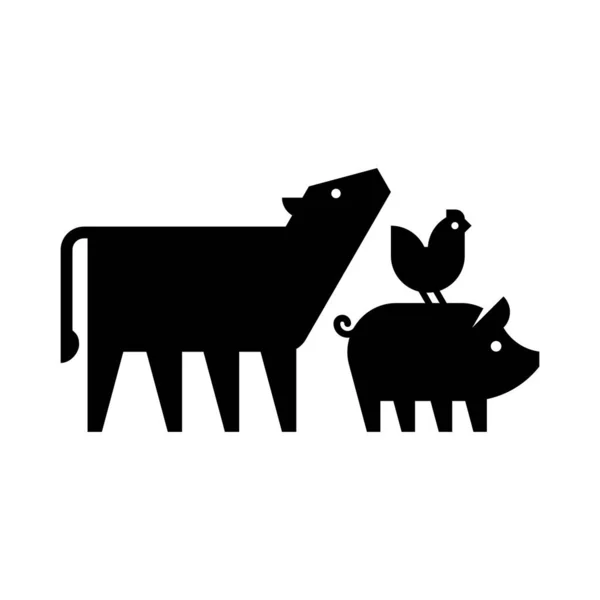 Logo Boerderijdieren Koe Varken Kip Ikoon Ontwerp Template Elementen — Stockvector