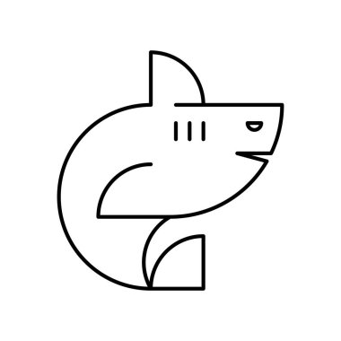 Köpek balığı logosu. Simge tasarımı. Şablon ögeleri