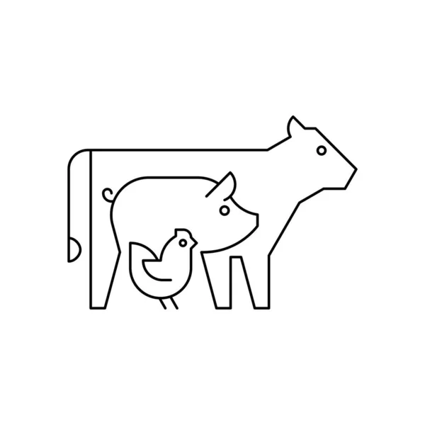 Nutztiere Wie Kuh Schwein Und Huhn Symboldesign Vorlagenelemente — Stockvektor