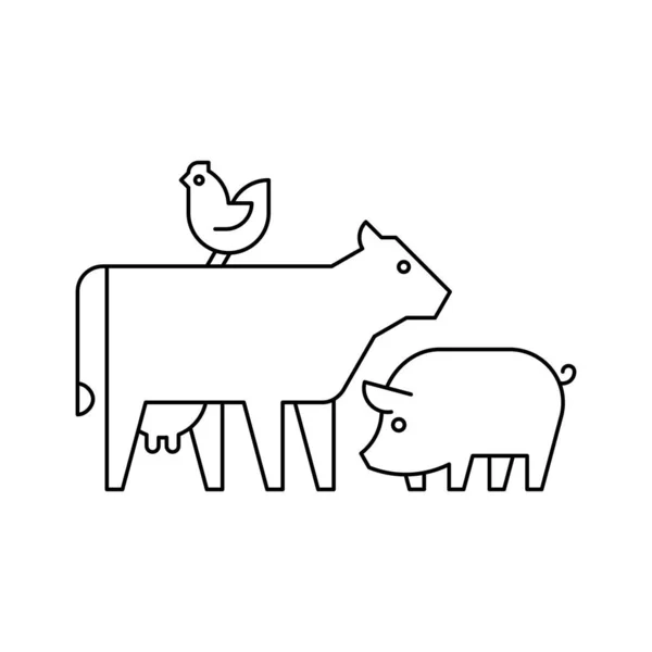 Фермерские Животные Логотип Коровы Свиньи Курицы Дизайн Икон Шаблоны — стоковый вектор