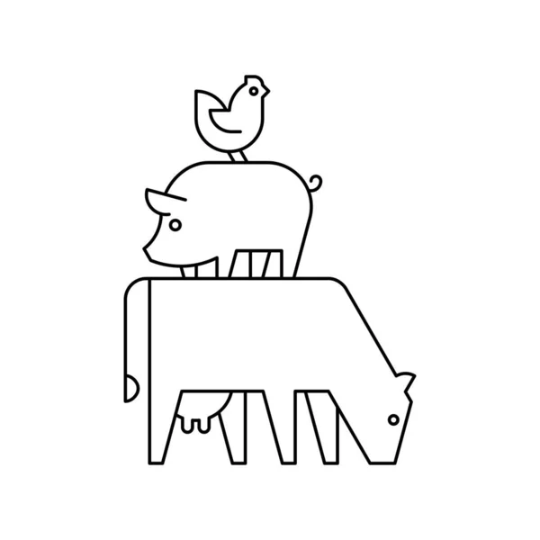 Logotipo Animales Granja Vaca Cerdo Pollo Diseño Iconos Elementos Plantilla — Vector de stock