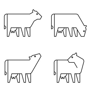 İnek logosu seti. Simge tasarımı. Şablon öğeleri