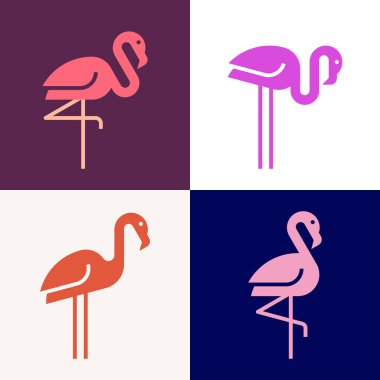 Flamingo logosu seti. Simge tasarımı. Şablon ögeleri