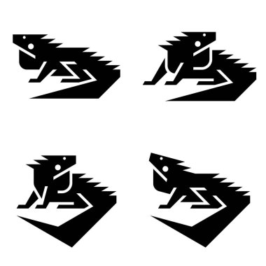İguana logosu seti. Simge tasarımı. Şablon ögeleri
