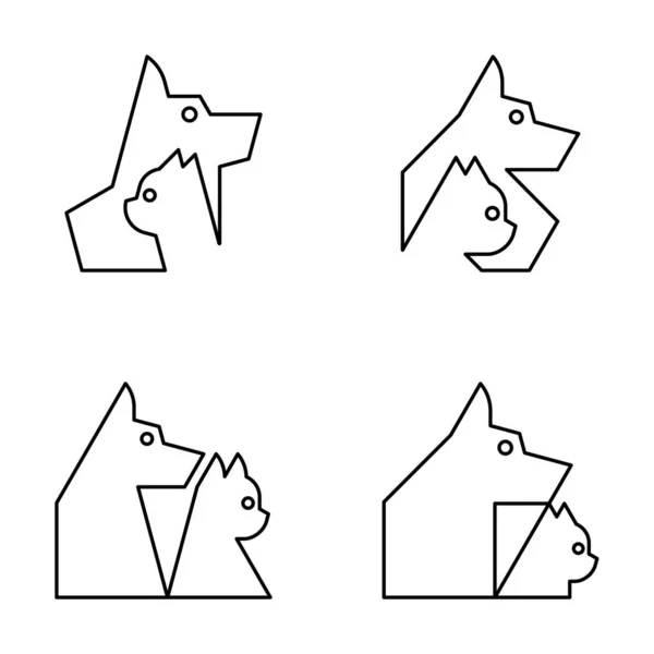Zestaw Psa Kota Logo Projektowanie Ikon Elementy Szablonowe — Wektor stockowy