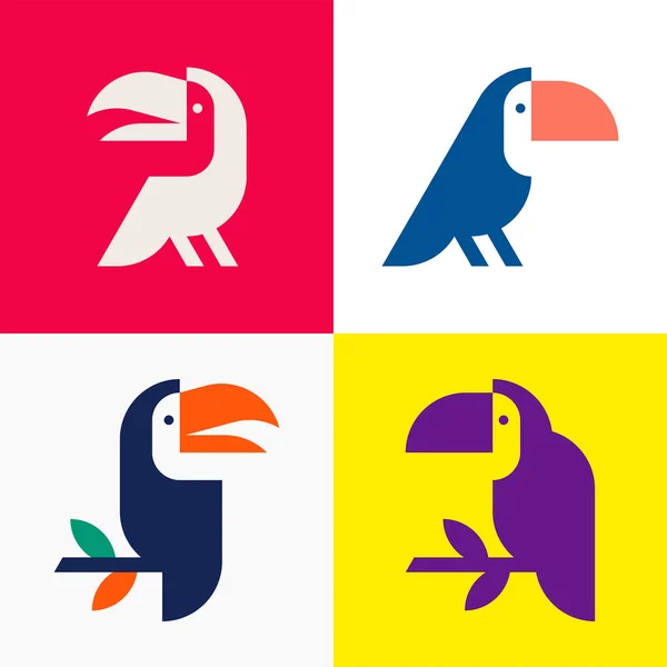Set Toucan Logo Icon Design Template Elements — Stockvektor