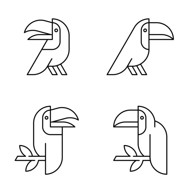 Set Toucan Logo Icon Design Template Elements — Archivo Imágenes Vectoriales