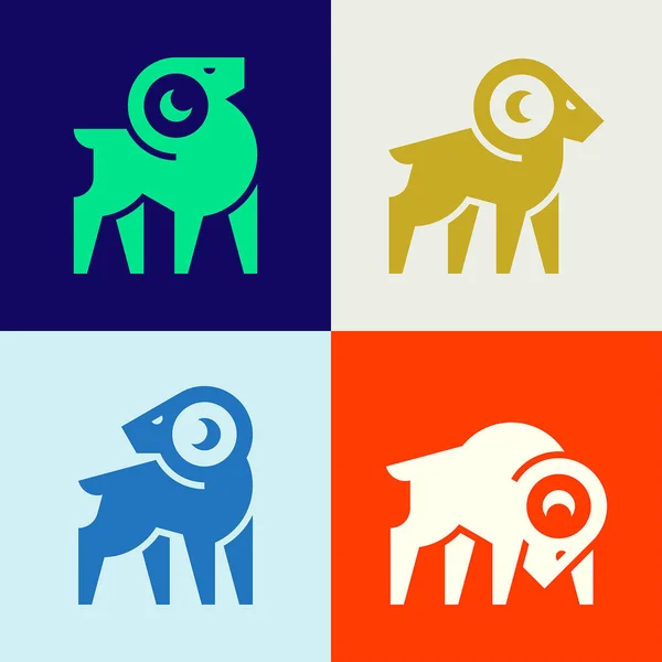 Conjunto Ram Logo Diseño Iconos Elementos Plantilla — Archivo Imágenes Vectoriales