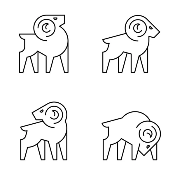 Conjunto Ram Logo Design Ícones Elementos Modelo —  Vetores de Stock