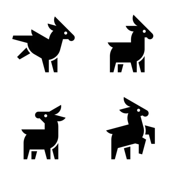 Conjunto Logotipo Burro Design Ícones Elementos Modelo — Vetor de Stock
