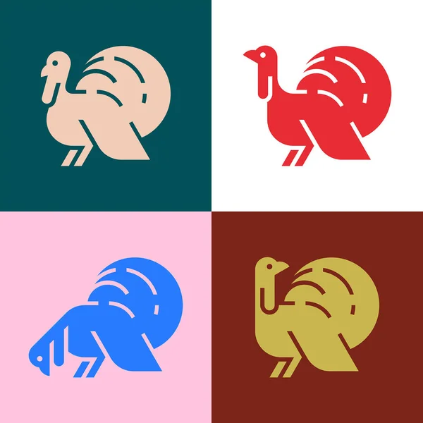 Set Turkey Logo Icon Design Template Elements — Stock Vector