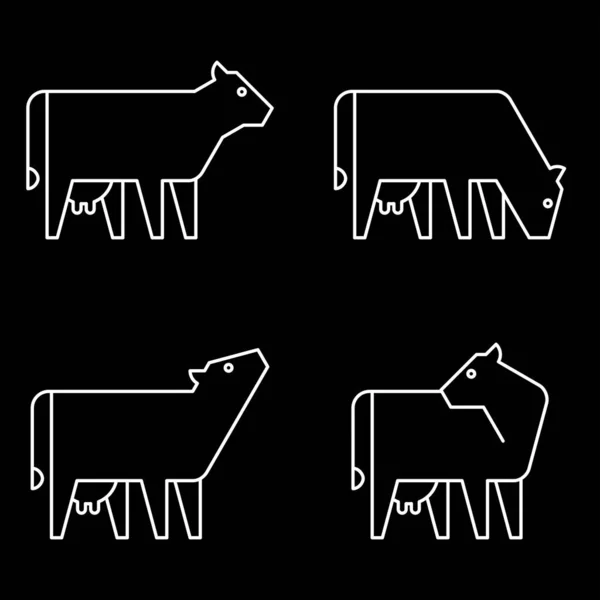 Σετ Λογότυπο Αγελάδας Σχεδιασμός Εικονιδίων Στοιχεία Προτύπου — Διανυσματικό Αρχείο