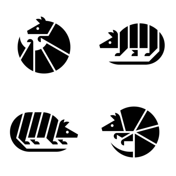 Set Mit Gürteltier Logo Symboldesign Vorlagenelemente — Stockvektor