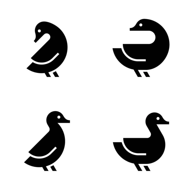Duck Logo Set Vorhanden Symboldesign Vorlagenelemente — Stockvektor