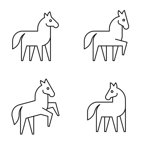 Set Horse Logo Icon Design Template Elements — Stock Vector