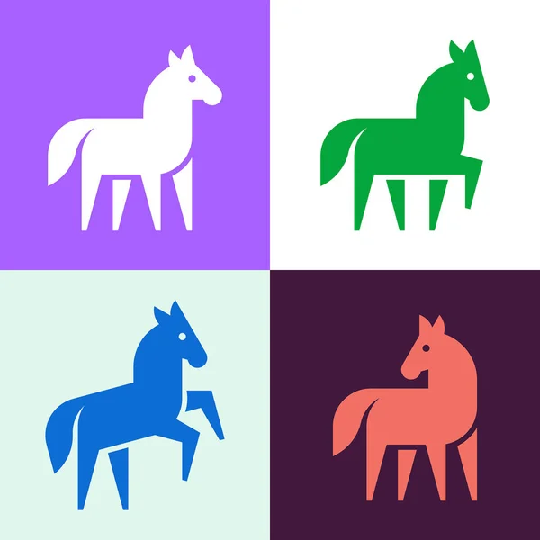Conjunto Logotipo Cavalo Design Ícones Elementos Modelo —  Vetores de Stock