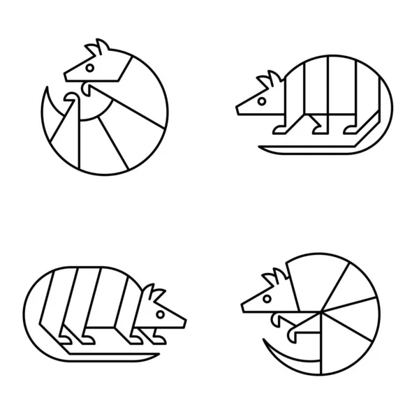 Набір Armadillo Logo Дизайн Ікона Тимчасові Елементи — стоковий вектор