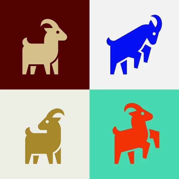 Set Goat Logo Icon Design Template Elements — Stock Vector