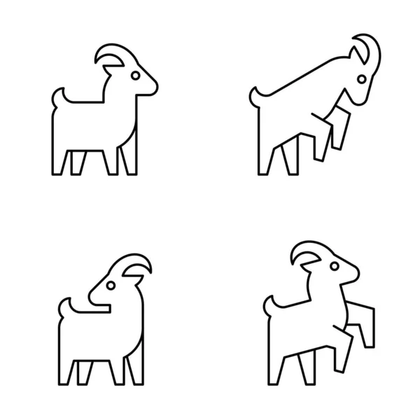 Σετ Λογότυπο Κατσίκας Σχεδιασμός Εικονιδίων Στοιχεία Προτύπου — Διανυσματικό Αρχείο