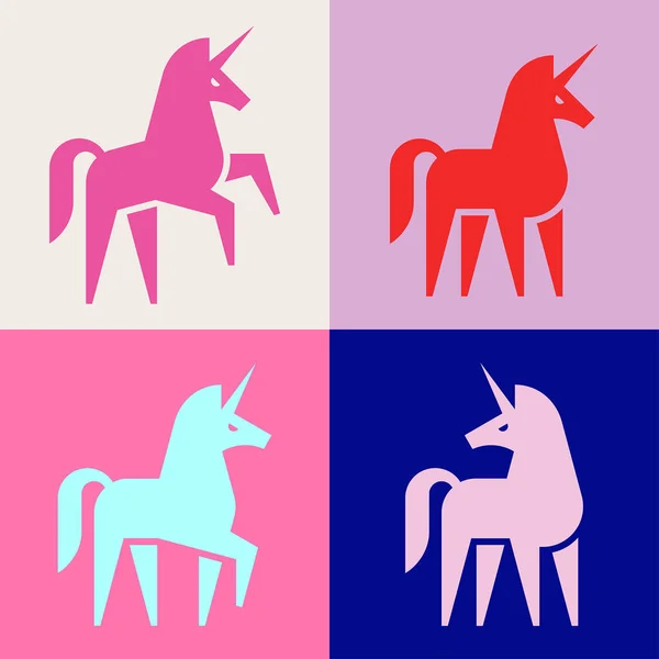 Sæt Unicorn Logo Ikondesign Skabelonelementer – Stock-vektor