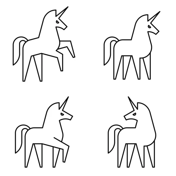 Set Unicorn Logo Desain Ikon Elemen Templat - Stok Vektor