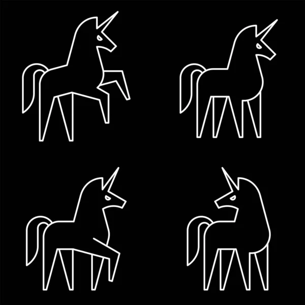 Conjunto Unicorn Logo Design Ícones Elementos Modelo — Vetor de Stock