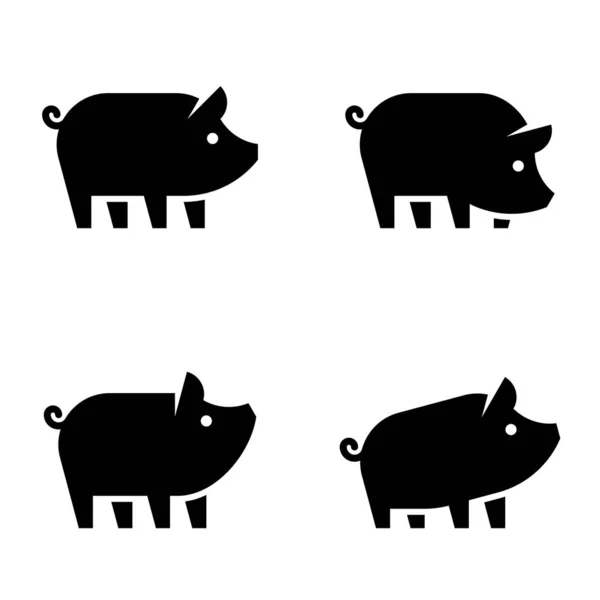 Conjunto Logotipo Porco Design Ícones Elementos Modelo — Vetor de Stock