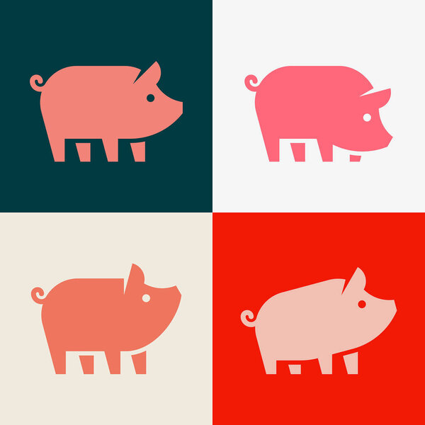 Set of Pig Logo. Icon design. Template elements