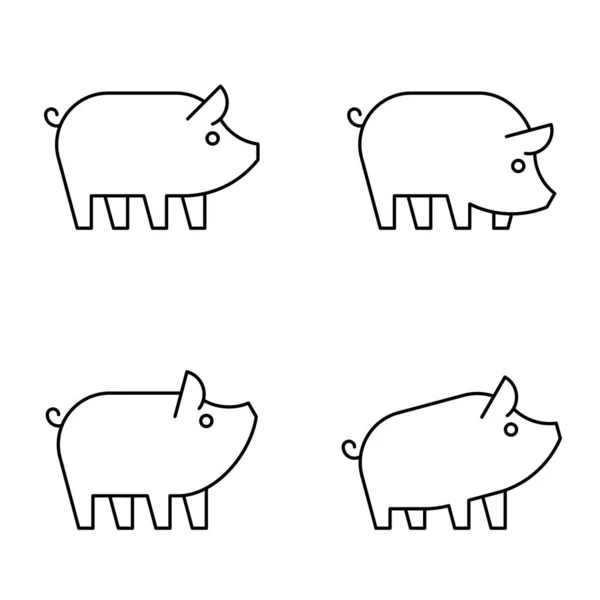 Juego Logo Pig Diseño Iconos Elementos Plantilla — Vector de stock