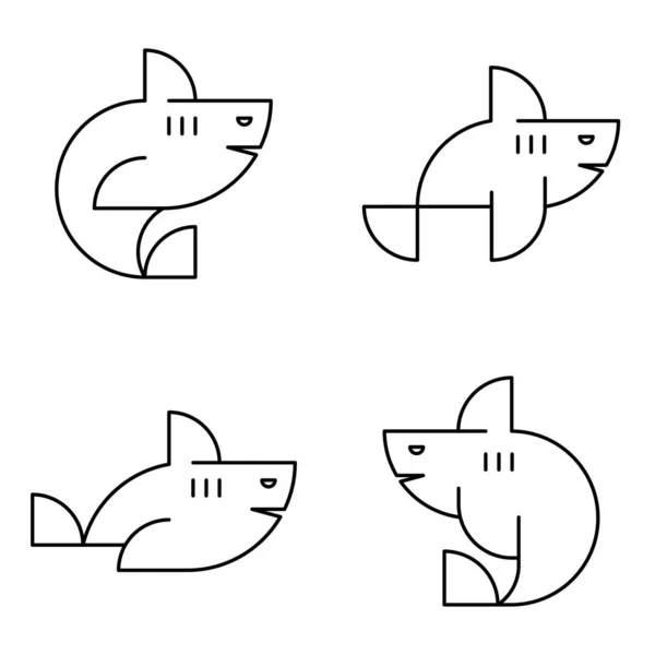 Σετ Λογότυπου Καρχαρία Σχεδιασμός Εικονιδίων Στοιχεία Προτύπου — Διανυσματικό Αρχείο