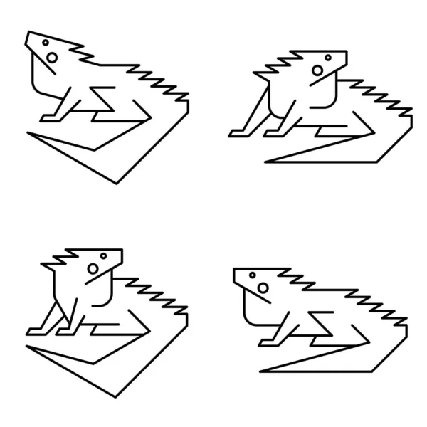 Conjunto Iguana Logo Design Ícones Elementos Modelo — Vetor de Stock